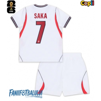 Anglia Bukayo Saka #7 Echipament de Fotbal Replică Mondial 2026 Copii Acasa (+ Șorturi)